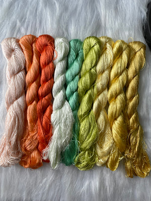 Candy/rainbow colors 100%mulberry natural silk,hand-dyed embroidery floss/thread