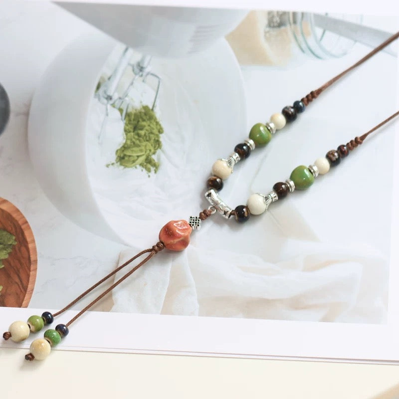 New Ethnic Style  Art Gift Jingdezhen Ceramic Porcelain Bracelet/Necklace 1piece A7131