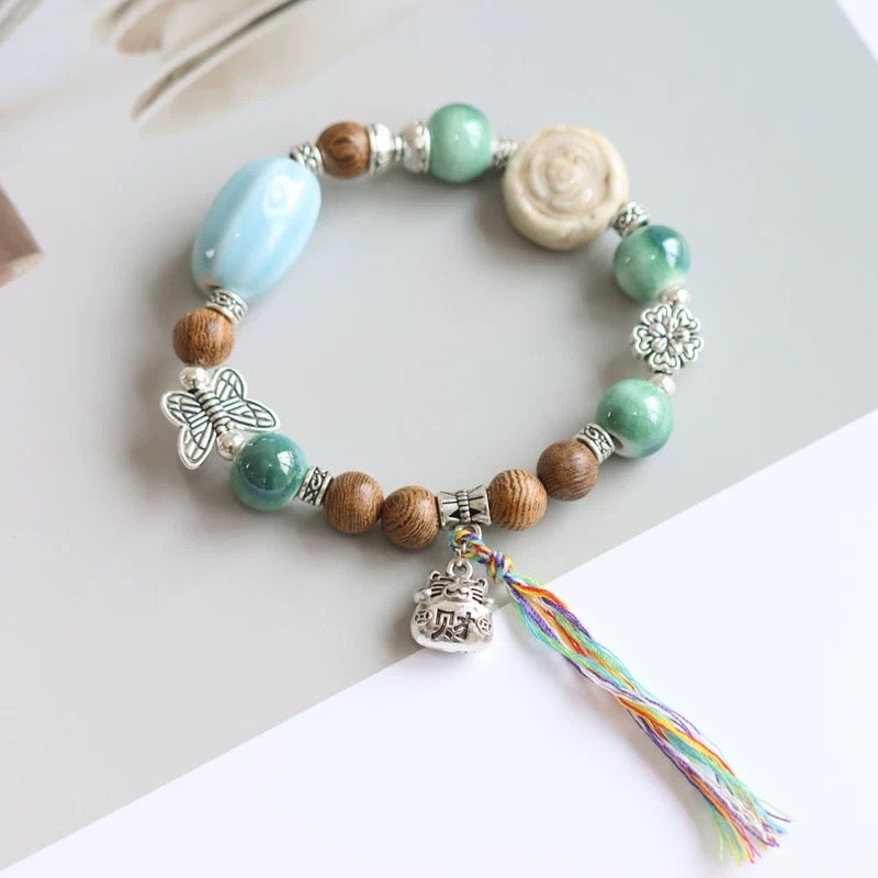 New Ethnic Style  Art Gift Jingdezhen Ceramic Porcelain Bracelet/Necklace 1piece A7132