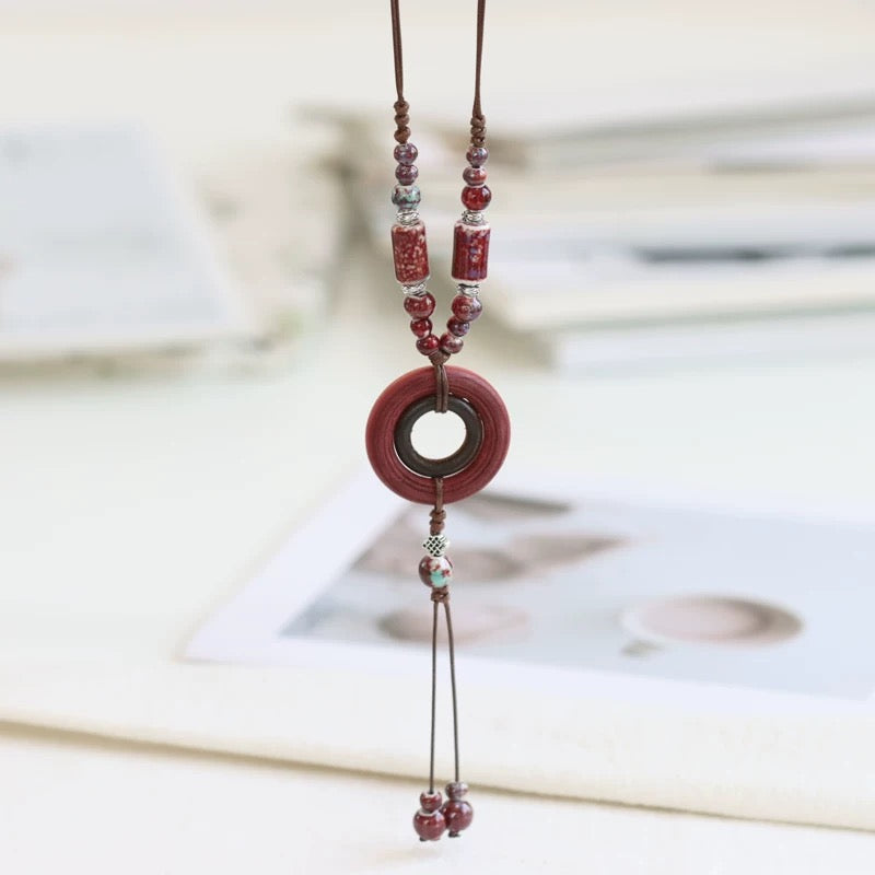 New Ethnic Style  Art Gift Jingdezhen Ceramic Porcelain Bracelet/Necklace 1piece A7132