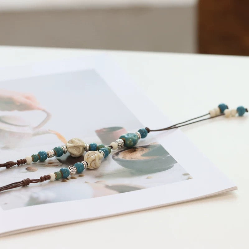 New Ethnic Style  Art Gift Jingdezhen Ceramic Porcelain Bracelet/Necklace 1piece A7132