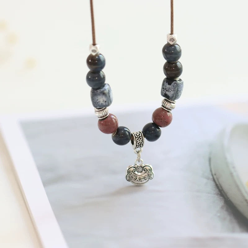New Ethnic Style  Art Gift Jingdezhen Ceramic Porcelain Bracelet/Necklace 1piece #1-81