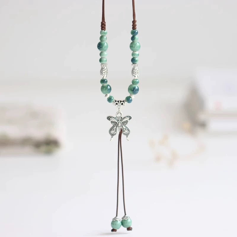 New Ethnic Style  Art Gift Jingdezhen Ceramic Porcelain Bracelet/Necklace 1piece #1-81