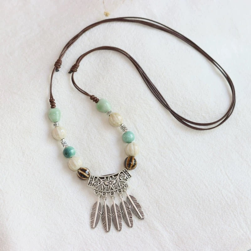 New Ethnic Style  Art Gift Jingdezhen Ceramic Porcelain Bracelet/Necklace 1piece #1-81