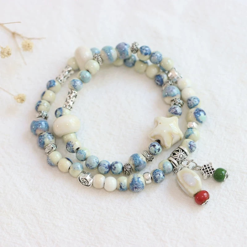 New Ethnic Style  Art Gift Jingdezhen Ceramic Porcelain Bracelet/Necklace 1piece A7133