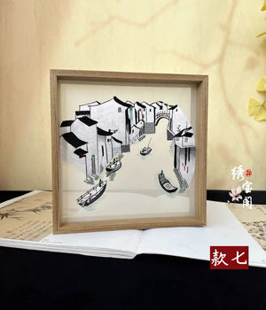 Elegant gift double-sided hand embroidered Suzhou embroidery silk art with frame