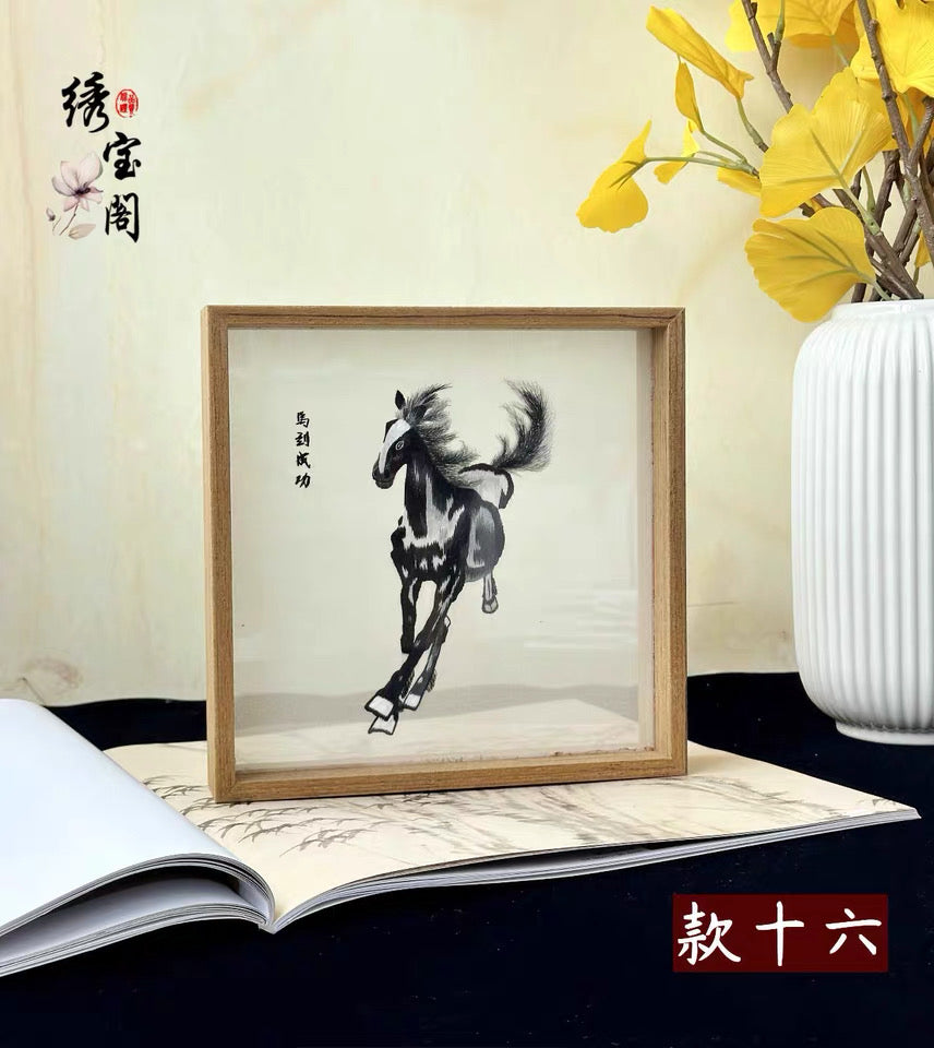 Elegant gift double-sided hand embroidered Suzhou embroidery silk art with frame