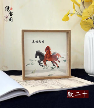 Elegant gift double-sided hand embroidered Suzhou embroidery silk art with frame