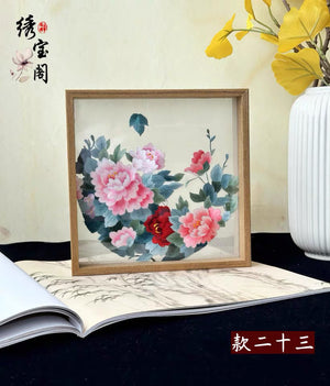Elegant gift double-sided hand embroidered Suzhou embroidery silk art with frame