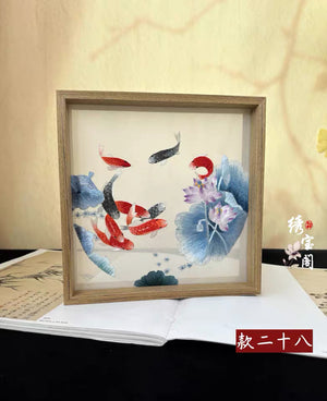 Elegant gift double-sided hand embroidered Suzhou embroidery silk art with frame