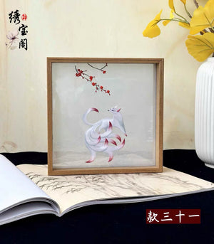 Elegant gift double-sided hand embroidered Suzhou embroidery silk art with frame