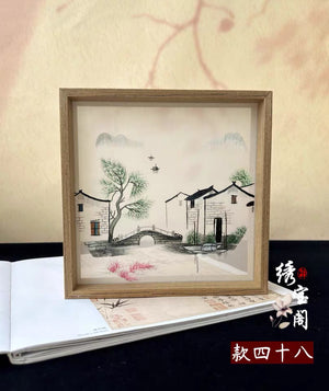 Elegant gift double-sided hand embroidered Suzhou embroidery silk art with frame