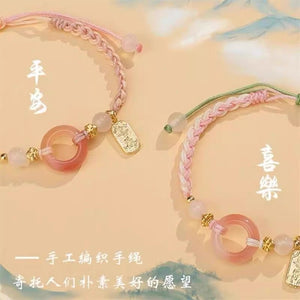 Pink Peach's PeaceBuckle Red Agate Zodiac Red Rope Bracelet, Female Niche Design, Ins Handmade Rope, Lover's Hand Rope, Girlfriend's Hand Rope
