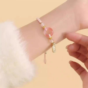 Pink Peach's PeaceBuckle Red Agate Zodiac Red Rope Bracelet, Female Niche Design, Ins Handmade Rope, Lover's Hand Rope, Girlfriend's Hand Rope