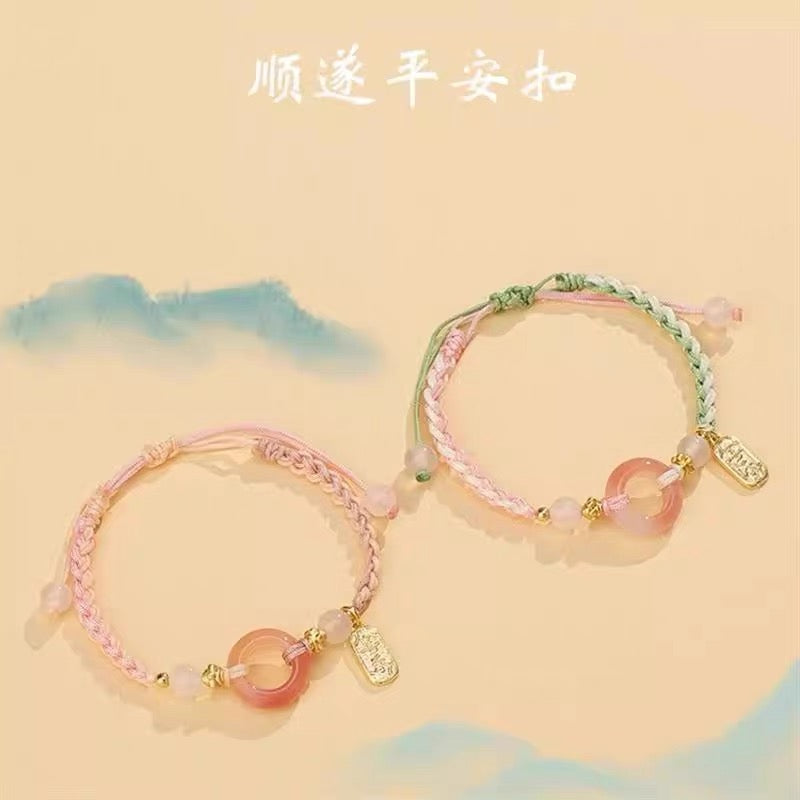 Pink Peach's PeaceBuckle Red Agate Zodiac Red Rope Bracelet, Female Niche Design, Ins Handmade Rope, Lover's Hand Rope, Girlfriend's Hand Rope