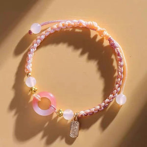 Pink Peach's PeaceBuckle Red Agate Zodiac Red Rope Bracelet, Female Niche Design, Ins Handmade Rope, Lover's Hand Rope, Girlfriend's Hand Rope