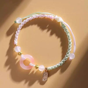 Pink Peach's PeaceBuckle Red Agate Zodiac Red Rope Bracelet, Female Niche Design, Ins Handmade Rope, Lover's Hand Rope, Girlfriend's Hand Rope