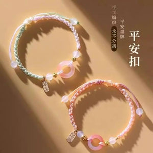 Pink Peach's PeaceBuckle Red Agate Zodiac Red Rope Bracelet, Female Niche Design, Ins Handmade Rope, Lover's Hand Rope, Girlfriend's Hand Rope