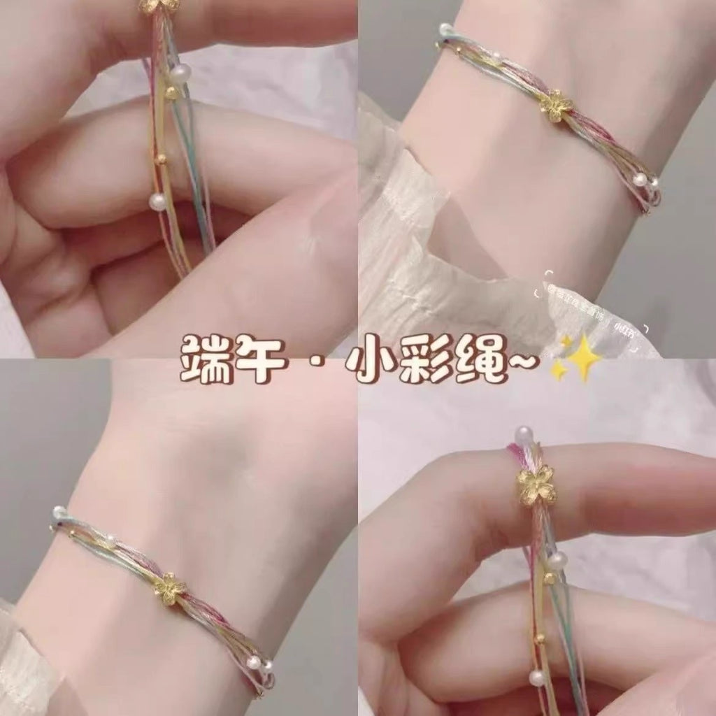 Festival Colorful Hand Rope Multiple circles of stars and moon Bracelet Women's Versatile Handmade Weaving Best Friends Couple Exquisite Handmade Decoration
