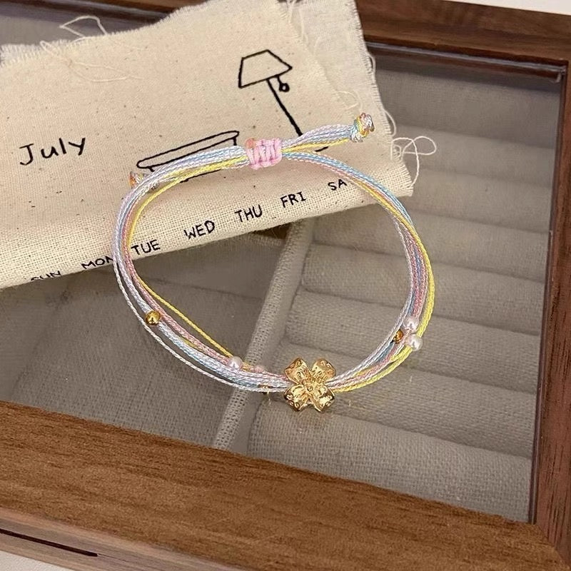 Festival Colorful Hand Rope Multiple circles of stars and moon Bracelet Women's Versatile Handmade Weaving Best Friends Couple Exquisite Handmade Decoration