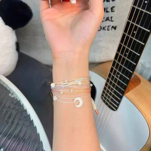 Festival Colorful Hand Rope Multiple circles of stars and moon Bracelet Women's Versatile Handmade Weaving Best Friends Couple Exquisite Handmade Decoration