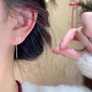 Snowflake ear line, blue iris tassel ear line, blue small flower ear line earrings, women's ear hole, anti allergy earrings, earrings accessories