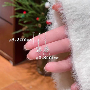 Snowflake ear line, blue iris tassel ear line, blue small flower ear line earrings, women's ear hole, anti allergy earrings, earrings accessories