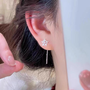 Snowflake ear line, blue iris tassel ear line, blue small flower ear line earrings, women's ear hole, anti allergy earrings, earrings accessories