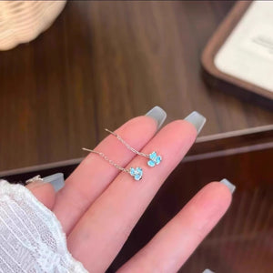 Snowflake ear line, blue iris tassel ear line, blue small flower ear line earrings, women's ear hole, anti allergy earrings, earrings accessories