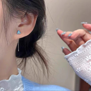 Snowflake ear line, blue iris tassel ear line, blue small flower ear line earrings, women's ear hole, anti allergy earrings, earrings accessories