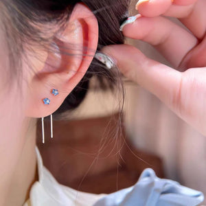Snowflake ear line, blue iris tassel ear line, blue small flower ear line earrings, women's ear hole, anti allergy earrings, earrings accessories