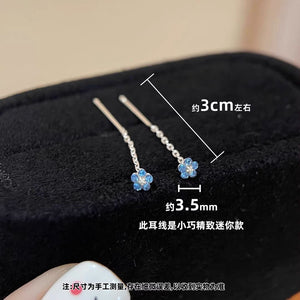 Snowflake ear line, blue iris tassel ear line, blue small flower ear line earrings, women's ear hole, anti allergy earrings, earrings accessories