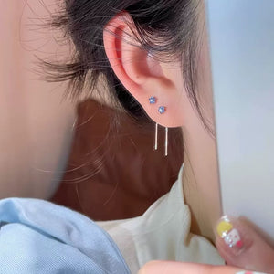 Snowflake ear line, blue iris tassel ear line, blue small flower ear line earrings, women's ear hole, anti allergy earrings, earrings accessories