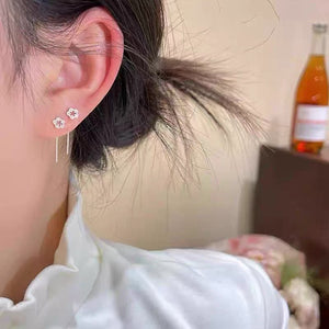Snowflake ear line, blue iris tassel ear line, blue small flower ear line earrings, women's ear hole, anti allergy earrings, earrings accessories