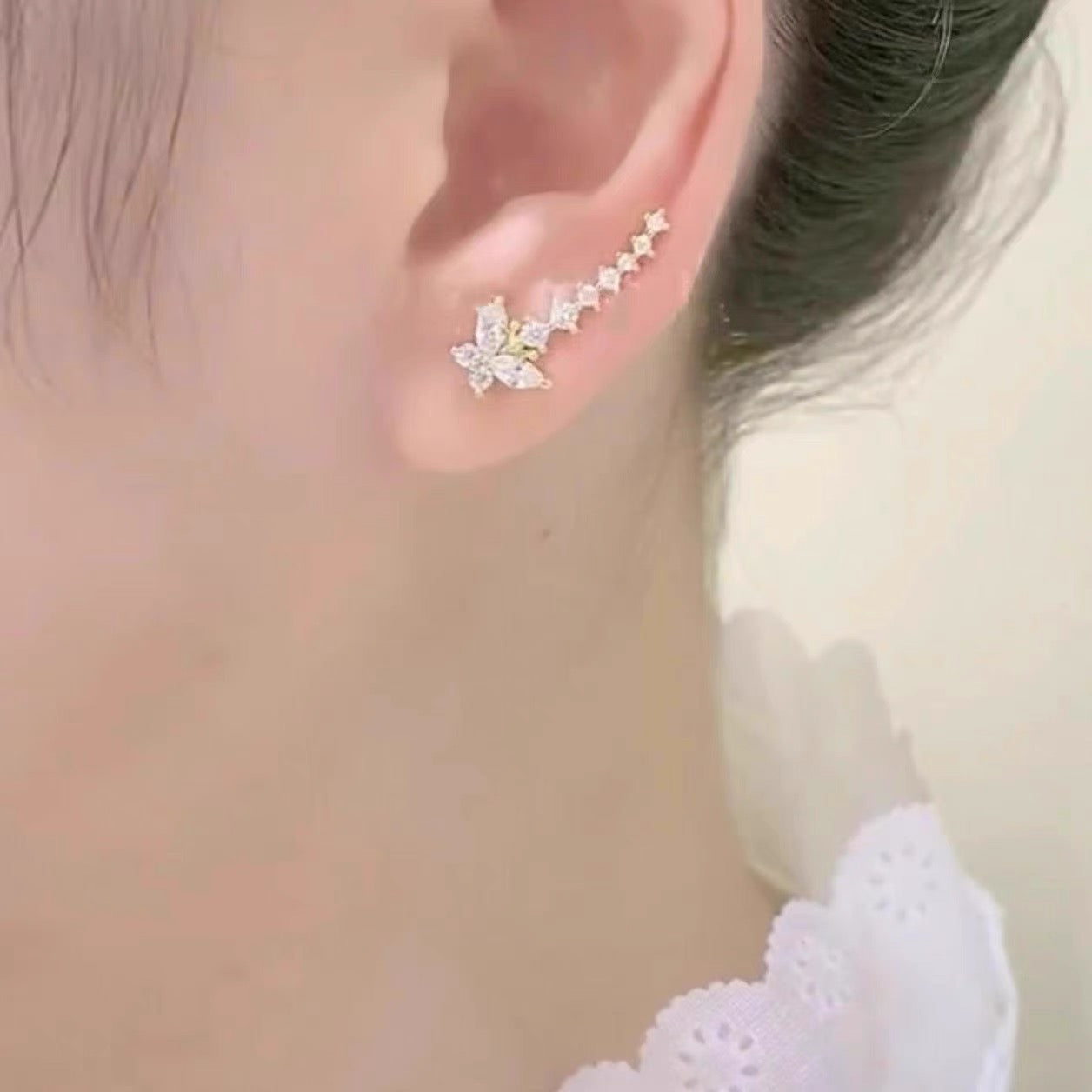 Purple zircon butterfly ear row earrings for women, light luxury, high-end, niche, exquisite temperament, earrings, earrings