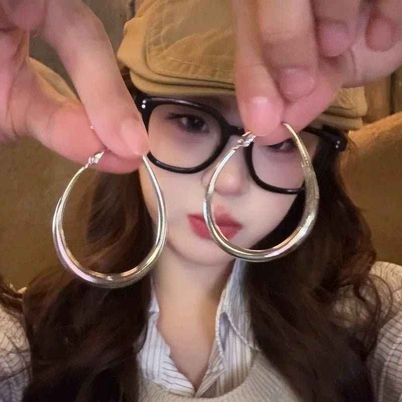 Bamboo ear loops, earrings, geometric droplet shapes, fashionable and versatile, women's cool style, ear buckles, niche and high-end, ear accessories