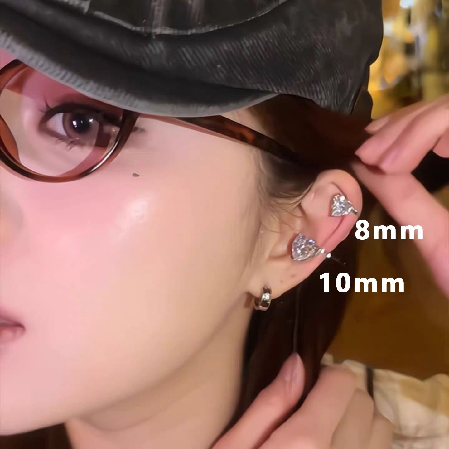 New ear studs with magnetic suction ear clips for women, zircon super sparkling earrings non removable ear bone clips, versatile