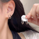 Bamboo ear loops, earrings, geometric droplet shapes, fashionable and versatile, women's cool style, ear buckles, niche and high-end, ear accessories