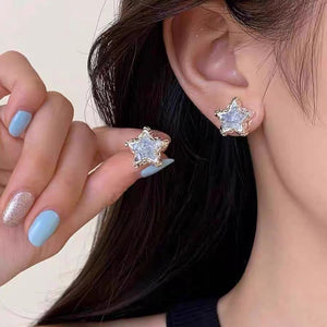 Butterfly earrings, women's blue ice crystal, fresh, sweet, exquisite, elegant, high-end temperament, tassel earrings, popular ear accessories
