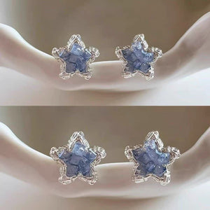 Butterfly earrings, women's blue ice crystal, fresh, sweet, exquisite, elegant, high-end temperament, tassel earrings, popular ear accessories