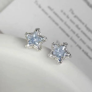 Butterfly earrings, women's blue ice crystal, fresh, sweet, exquisite, elegant, high-end temperament, tassel earrings, popular ear accessories