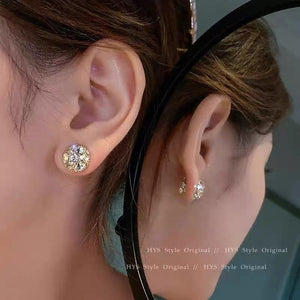New ear studs with magnetic suction ear clips for women, zircon super sparkling earrings non removable ear bone clips, versatile