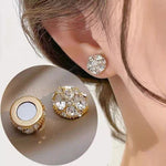 New ear studs with magnetic suction ear clips for women, zircon super sparkling earrings non removable ear bone clips, versatile