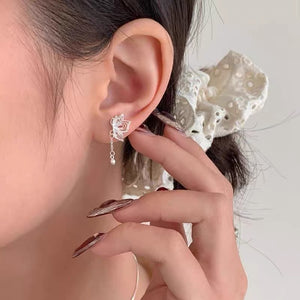 Butterfly earrings, women's blue ice crystal, fresh, sweet, exquisite, elegant, high-end temperament, tassel earrings, popular ear accessories