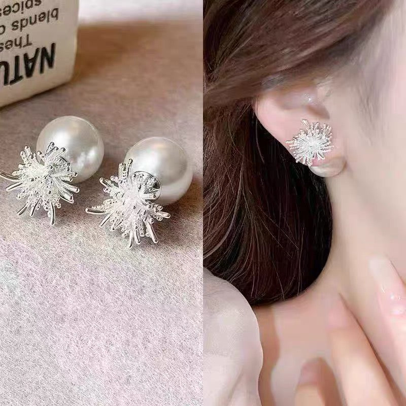 Fireworks Pearl, a dual-purpose earring for women with a simple and fashionable temperament, irregular and exquisite new style, versatile earrings