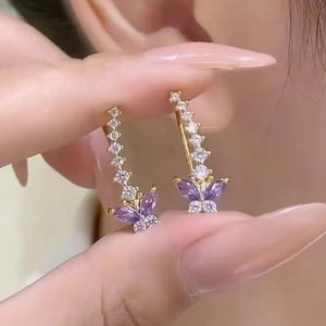 Light luxury zircon wheat ear integrated ear row earrings, curved rhinestone earrings, niche design, super sparkling earrings, earrings, ear clips
