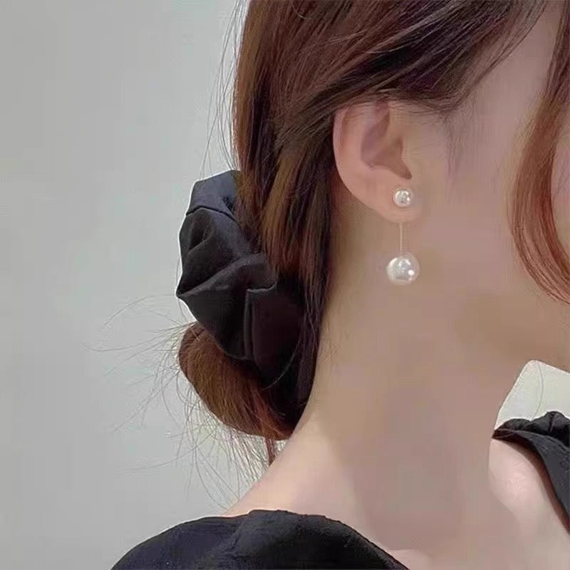 Pearl tassel earrings, simple earrings, light luxury, niche, versatile, fashionable, long earrings, long tassels