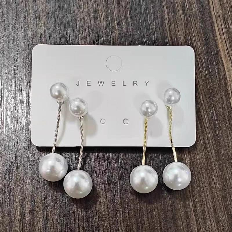 Pearl tassel earrings, simple earrings, light luxury, niche, versatile, fashionable, long earrings, long tassels