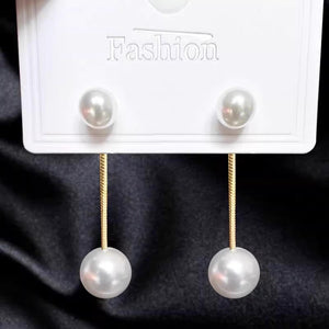 Pearl tassel earrings, simple earrings, light luxury, niche, versatile, fashionable, long earrings, long tassels
