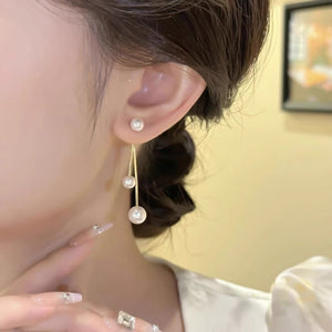 Pearl tassel earrings, simple earrings, light luxury, niche, versatile, fashionable, long earrings, long tassels